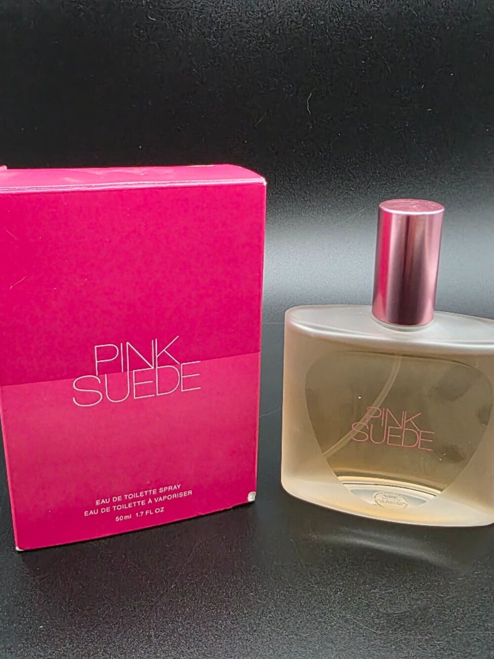 PINK SUEDE  AVON 1.7 OZ VINTAGE NEW BOX